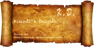 Kuszák Dezső névjegykártya